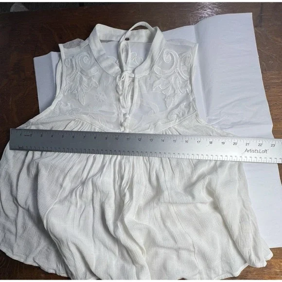 Free People Western Romance Top Womens‎ Medium Mesh Appliqué Boho Coquette - Picture 7 of 8